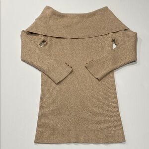 7th Avenue Cozy Ribbed cowl Neck Knit Sweater Color tan/taupe Size Small